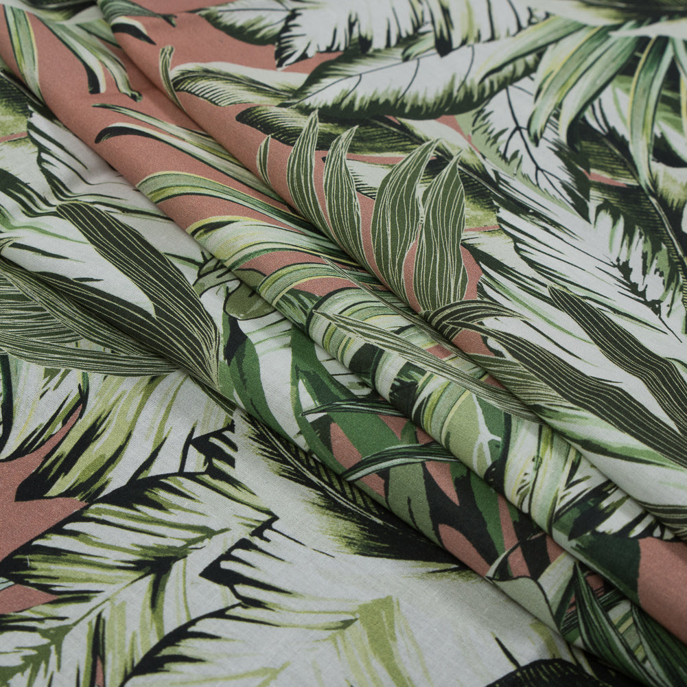 Cotton Voile - Pink and Green Palm Leaves - Triumph of Clarity Print - Mood Exclusive Key Largo Collection - Joann Fabrics