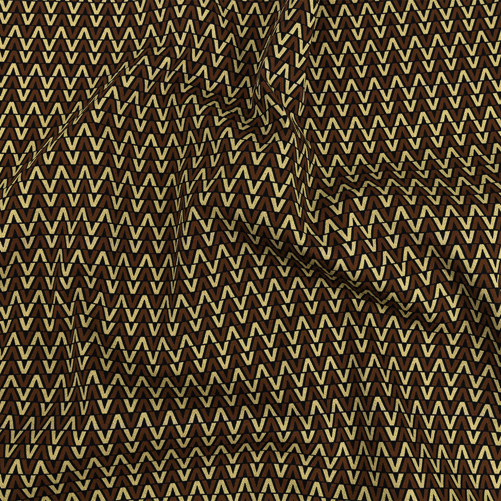 Stretch Cotton and Viscose Sateen Print - Brown and Cream Skinny Chevron - Mood Exclusive V for Visionary - Joann Fabrics