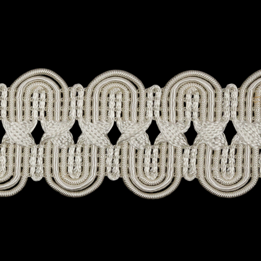 Famous NYC Designer Ivory Arches and Crosses Gimp Braided Trim - 1.375