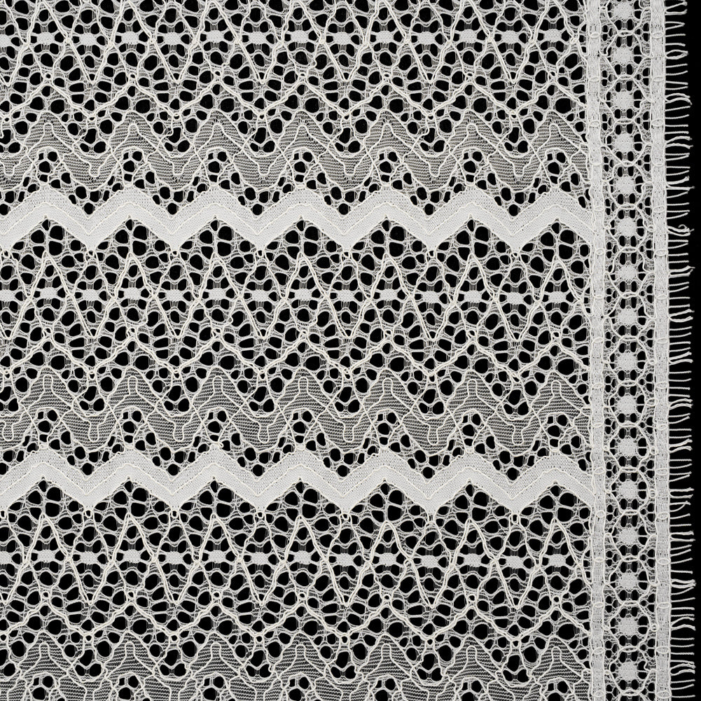Corded Lace with Eyelash Fringe Edges - Ivory Zig Zag Stripes - Joann Fabrics