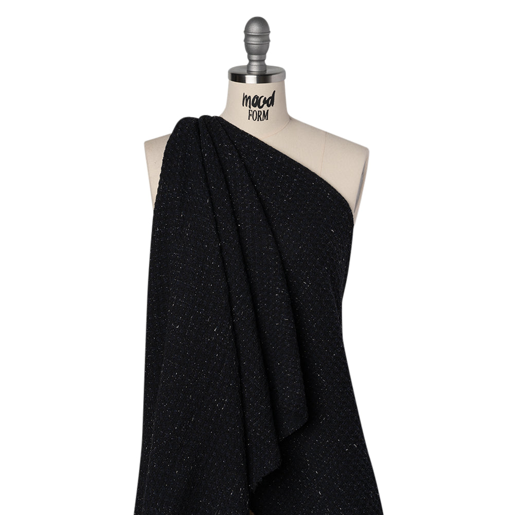 Metallic Wool Blend Tweed Made in Italy - Navy Blue and Black Heathered - Joann Fabrics