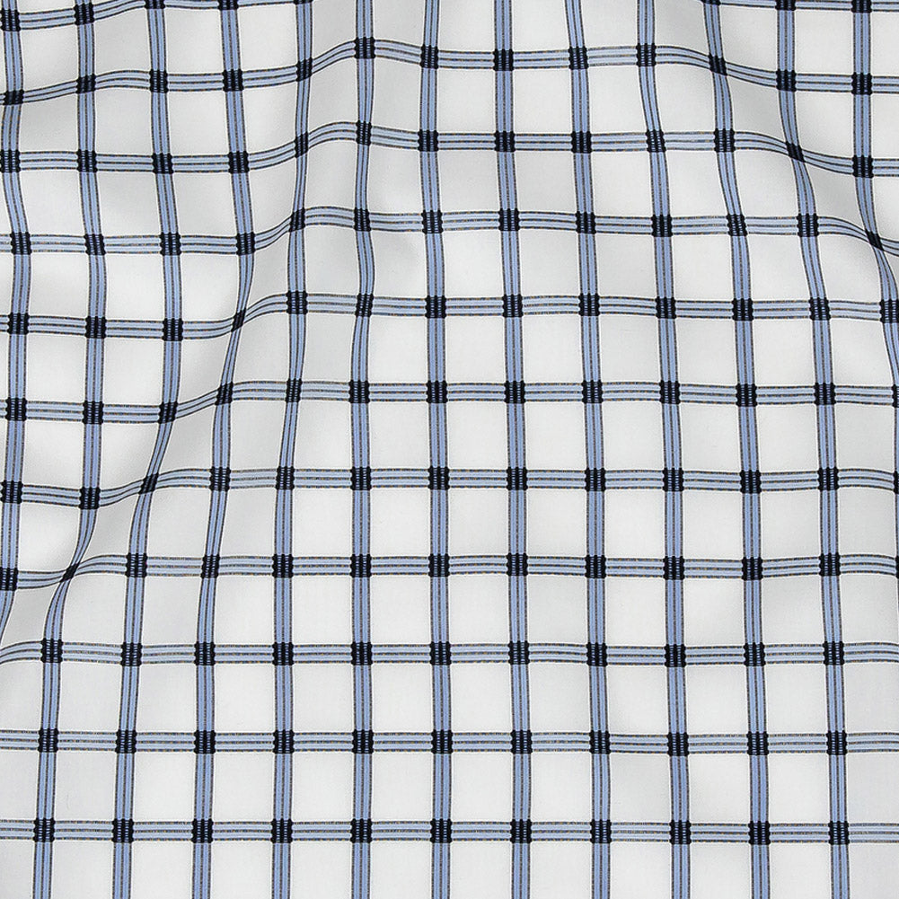 Premium Blue, Black and White Checkered Dobby Cotton Shirting - Joann Fabrics