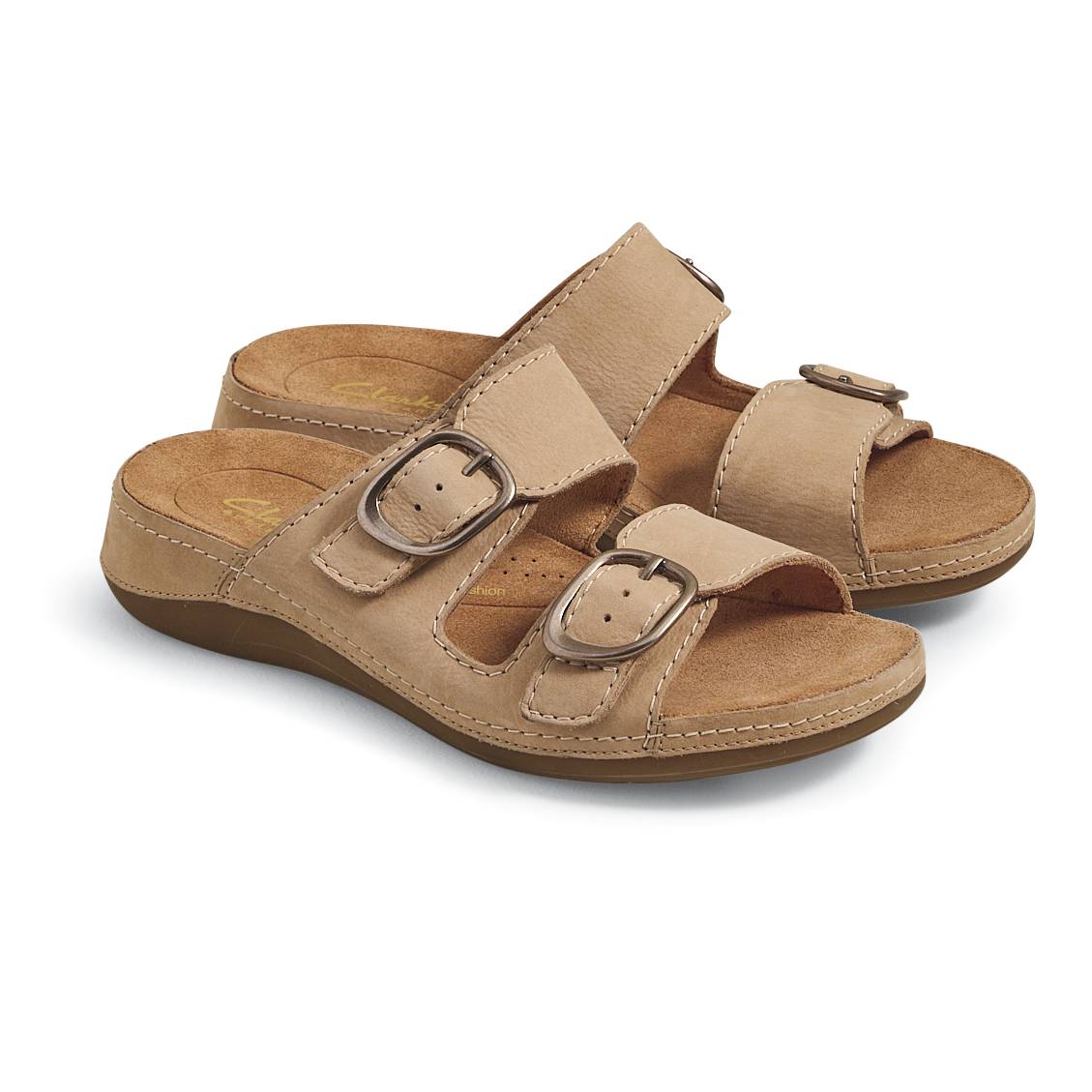 Artisan Double-Buckle Leather Slides, Hook-and-Loop Closures - Northstyle Catalog