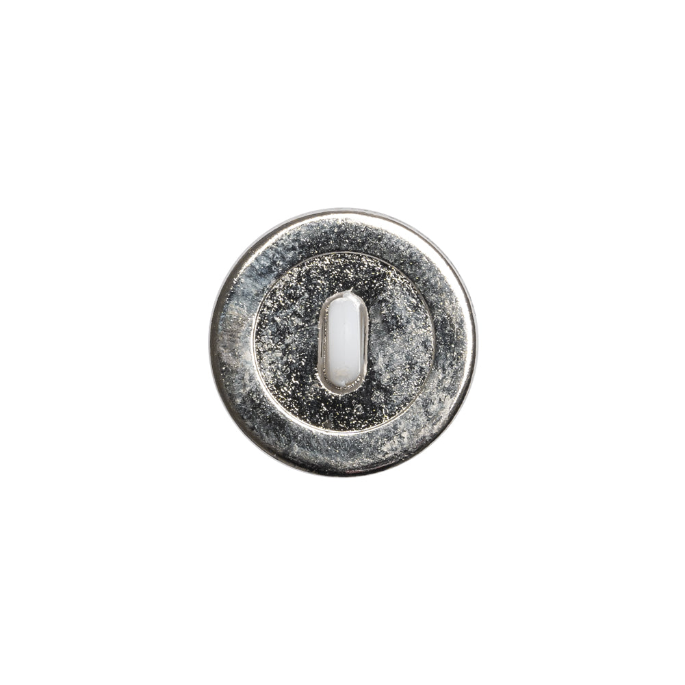 Domed Plastic Shank Back Button - White and Metallic Silver Faceted - 24L/15mm - Joann Fabrics