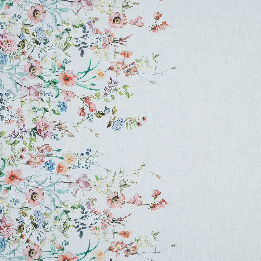 Cotton Voile - White Floral Border - La Marche des Fleurs Print - Mood Exclusive Jacques Collection - Joann Fabrics