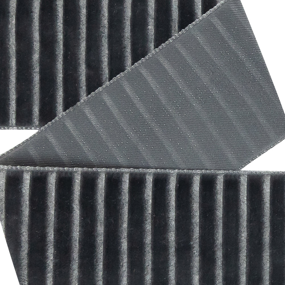 Italian Gray Vertical Stripes Velvet Burnout Trim - 1.4375