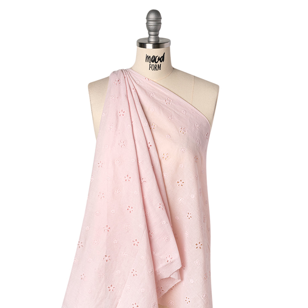 Embroidered Eyelet Cotton Voile - Baby Pink Floating Flowers - Naomi Collection - Joann Fabrics