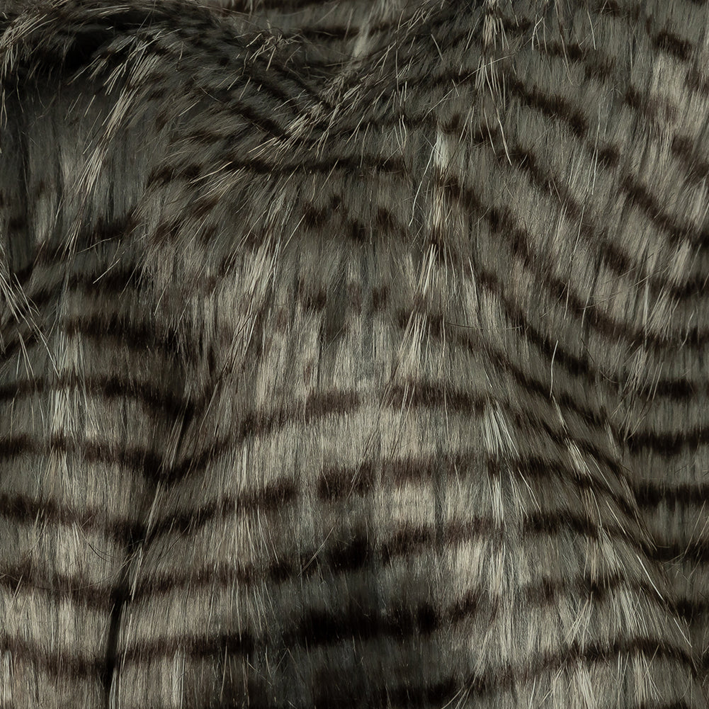 Silver and Pinecone Striped Feathery Luxury Faux Fur - Joann Fabrics