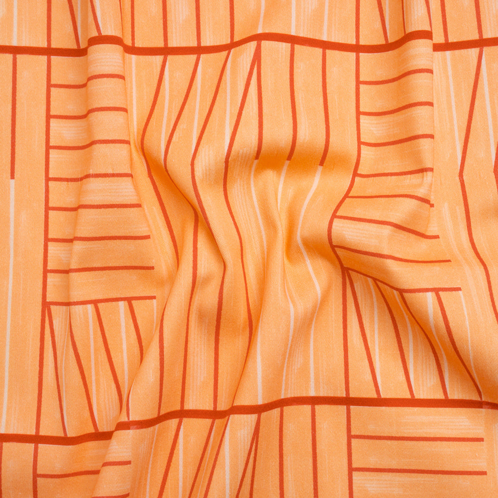 Stretch Cotton Twill Print - Orange Lines in Blocks - Mood Exclusive Structurally Sound - Joann Fabrics