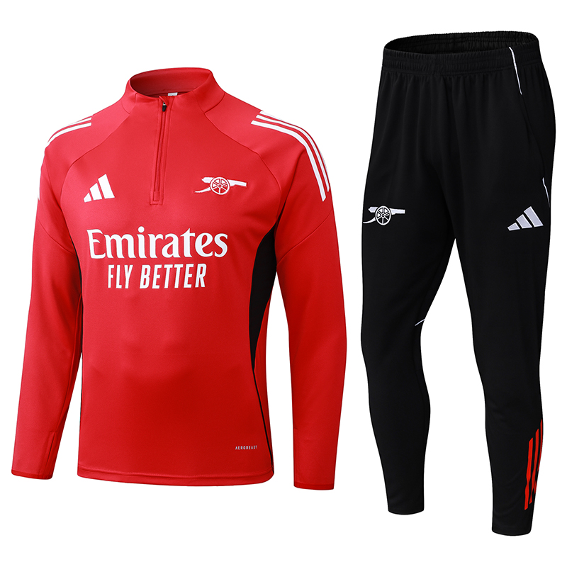 2025/2026 Arsenal Half-Pull Training Suit Red Football Shirt 1:1 Thai Quality Set