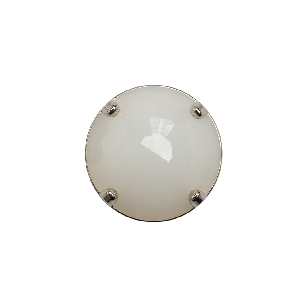 Plastic Shank Back Button - Semi-Translucent White and Metallic Silver Faceted Half Dome - 30L/19mm - Joann Fabrics
