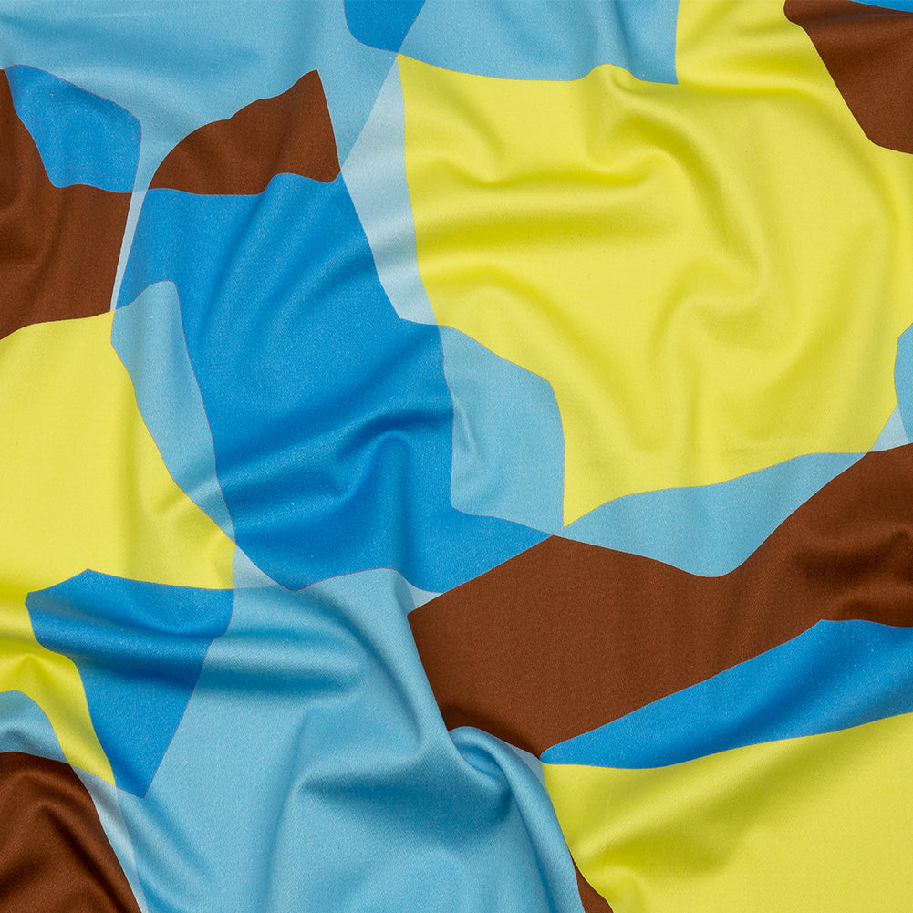Stretch Cotton Sateen - Blue and Yellow Geometric - Gemstone Jubilee Print - Mood Exclusive Groove Collection - Joann Fabrics
