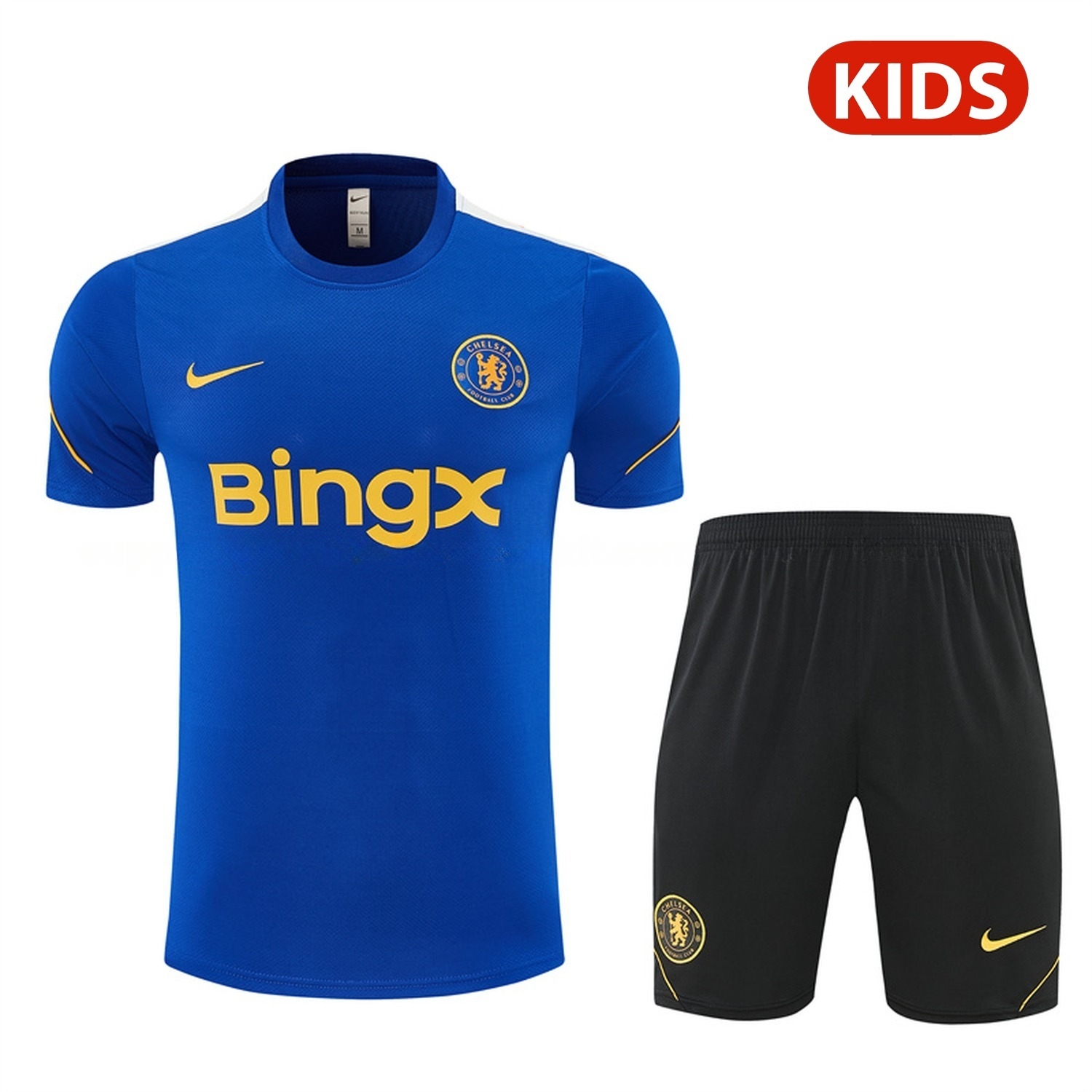 C.H.E.L.S.E.A 26-27 Kids Short-Sleeve Training Set - Royal Blue Top & Black Shorts - UnitedFutballJersey