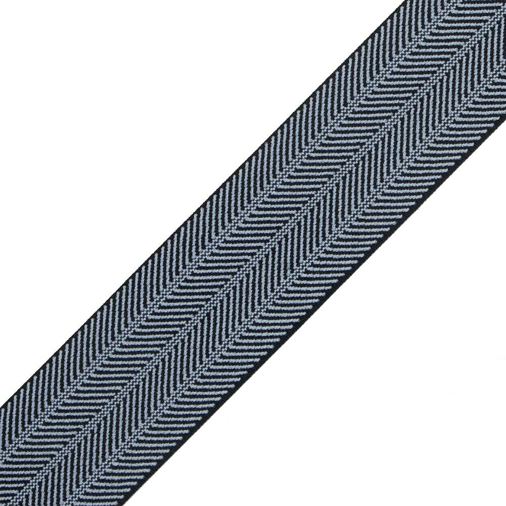 Italian Black and Gray Herringbone Elastic - 1.5