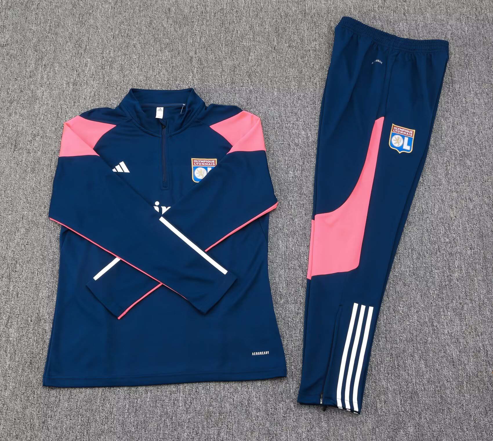2023/2024 Lyonnais Half-Pull Training Suit Royal blue Football Shirt Set