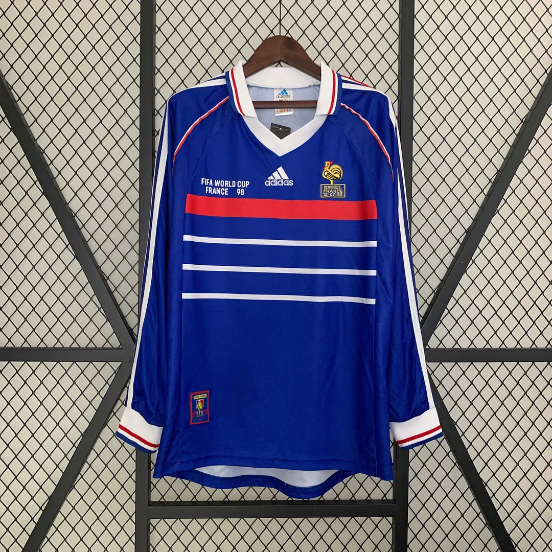 1998 Retro France Home Jersey Long Sleeve