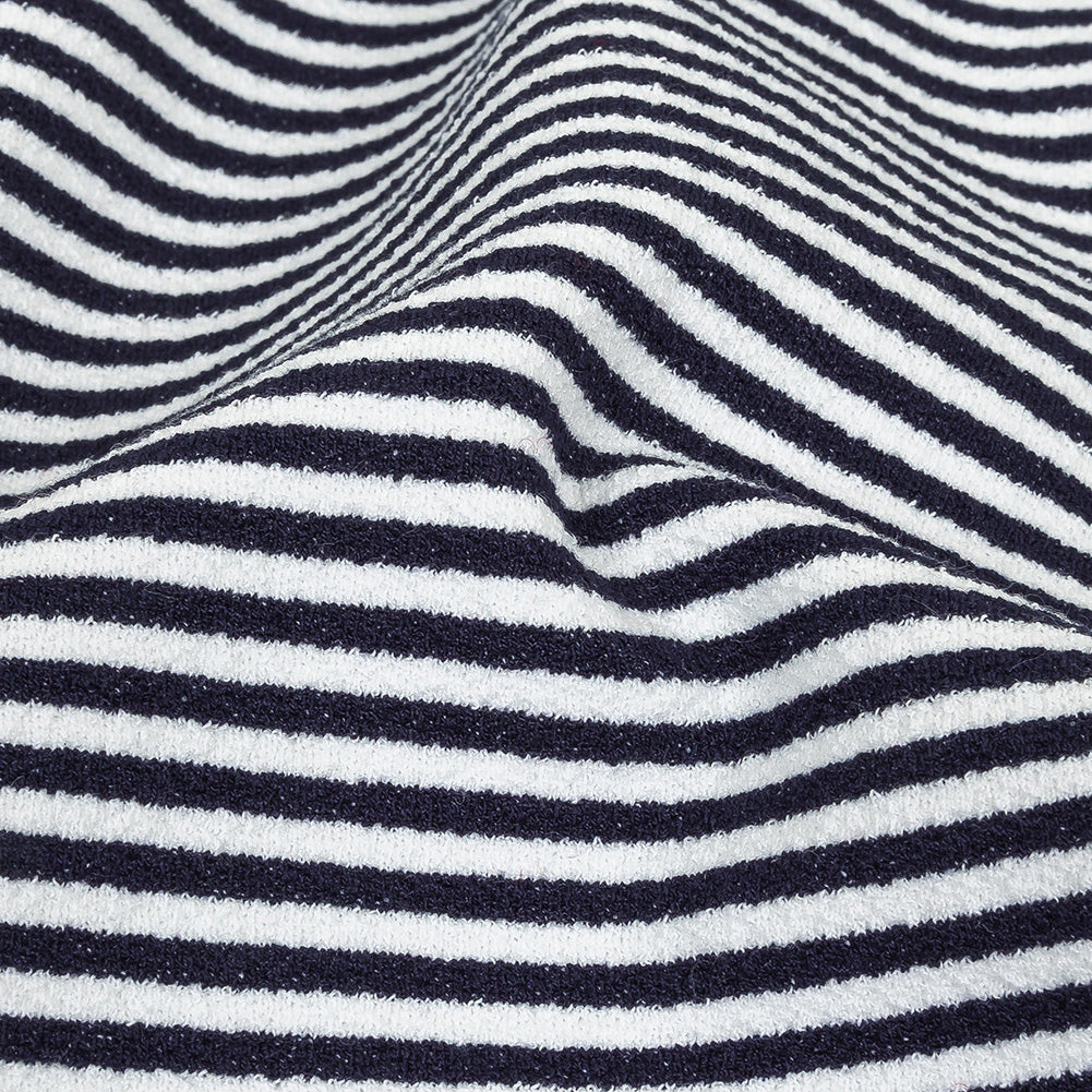 Parisian Night and White Candy Striped Stretch Cotton and Polyester Liverpool Knit - Joann Fabrics