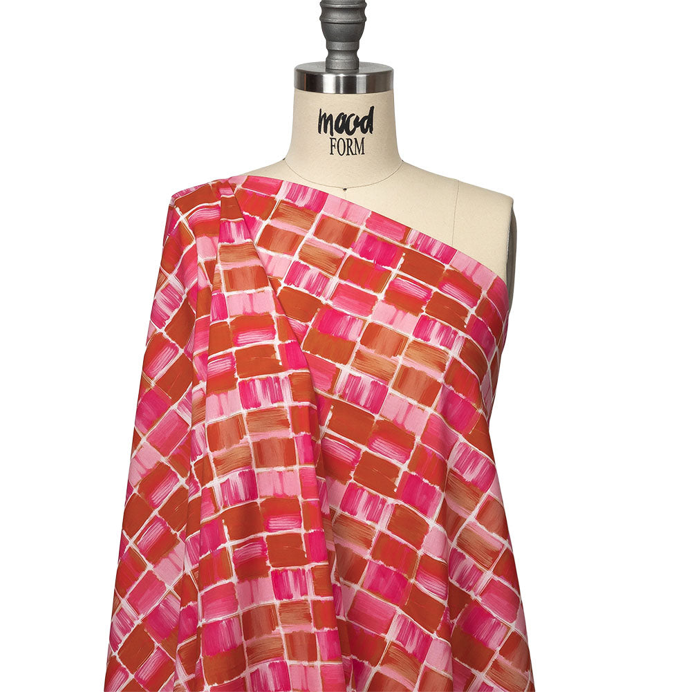 Cotton Voile - Pink Painted Squares - Swatch Me Print - Mood Exclusive Citrus Collection - Joann Fabrics