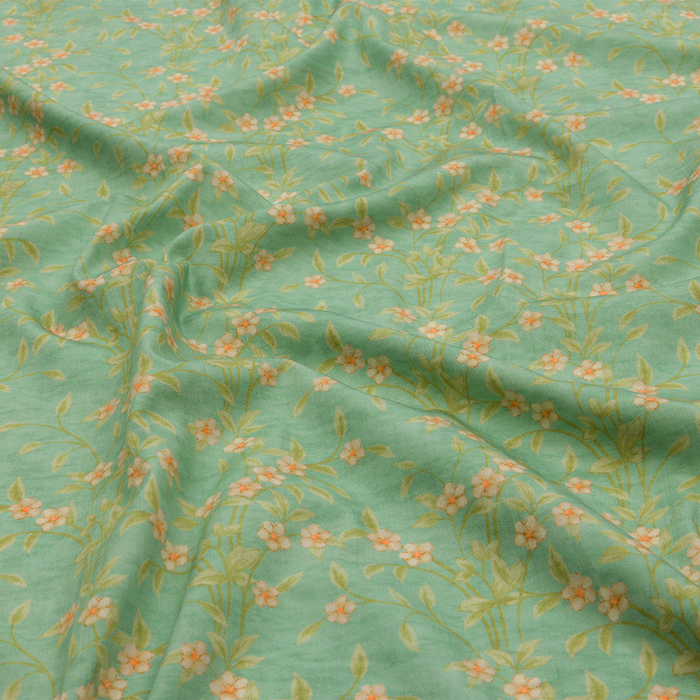 Cotton Poplin - Green and Cream Floral - Flora's Crown Print - Mood Exclusive Secret Garden Collection - Joann Fabrics
