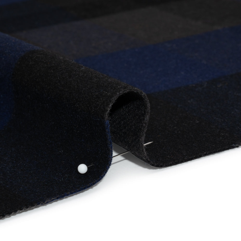 Black, Navy and Charcoal Checked Brushed Wool Blend Twill Coating - Joann Fabrics