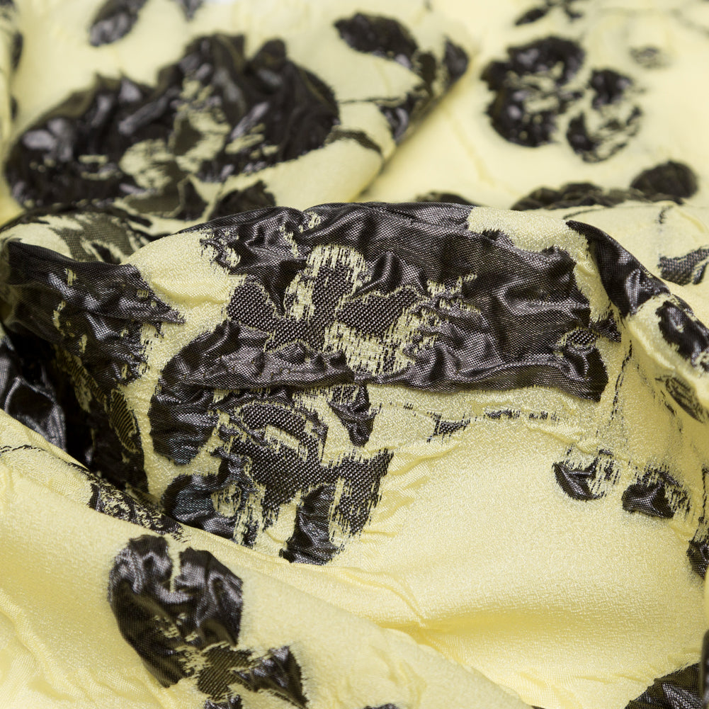 Metallic Black and Lemon Grass Rosy Luxury Brocade - Joann Fabrics