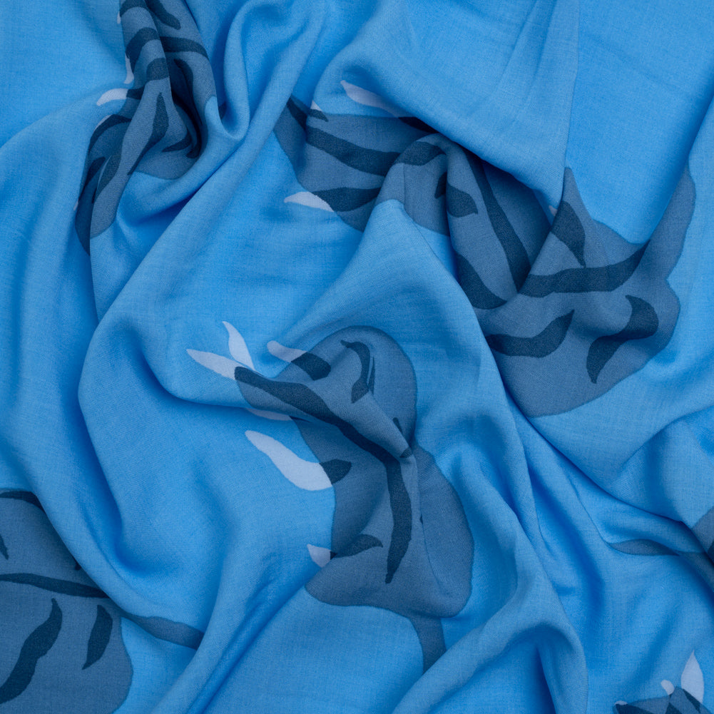 Rayon Batiste - Sky Blue Palm Leaves - Joann Fabrics