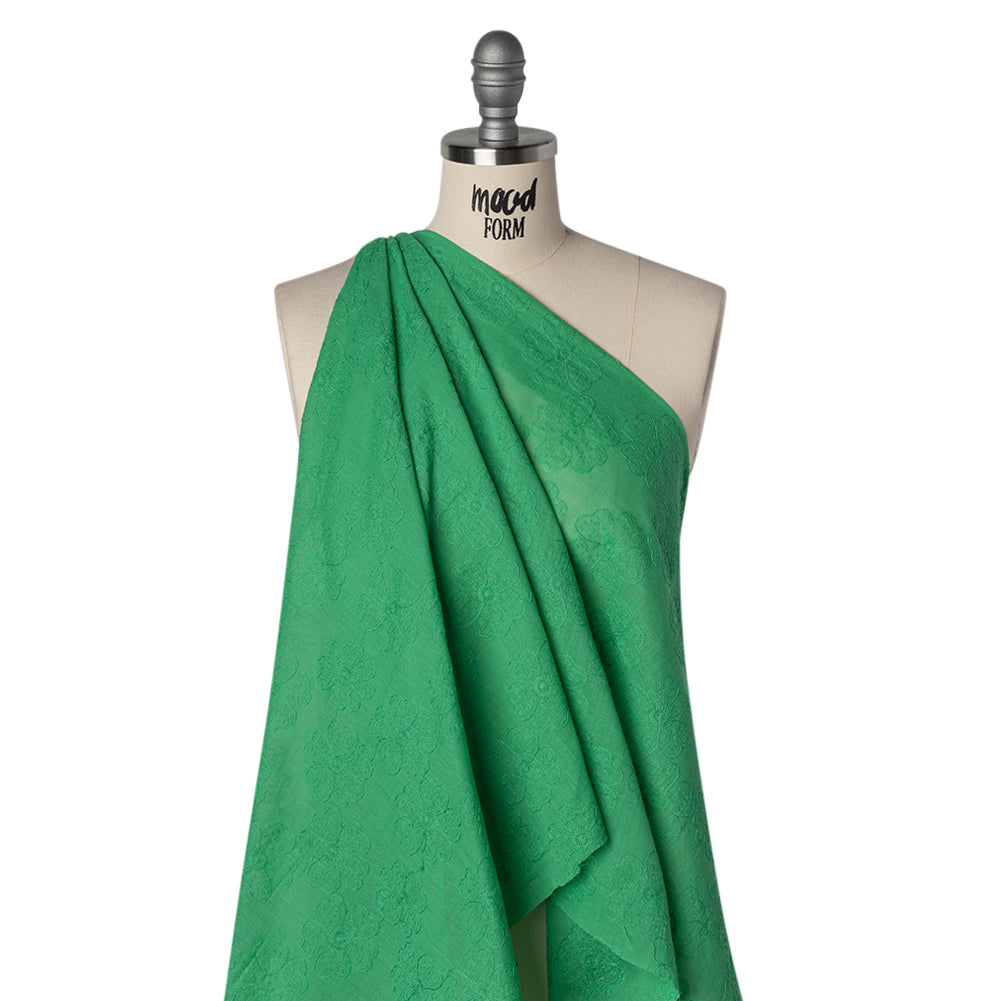 Embroidered Eyelet Cotton Voile - Ming Green Big Tossed Flowers - Naomi Collection - Joann Fabrics