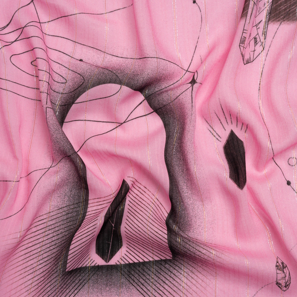 Mood Exclusive Pink Tour de Quartz Metallic Pinstriped Viscose Dobby - Joann Fabrics
