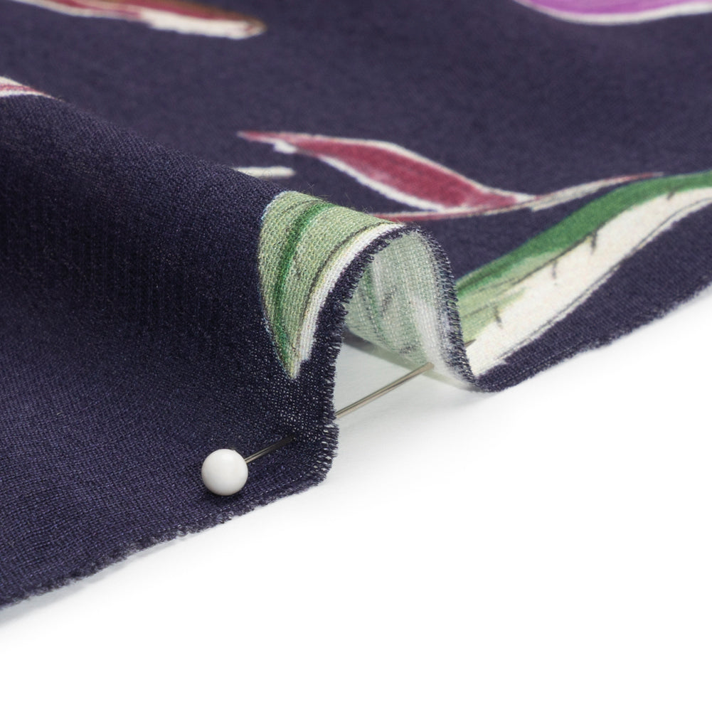 Sustainable Viscose Crepe Print - Purple, Navy, and Yellow Floral - Mood Exclusive Tulip Fever - Joann Fabrics