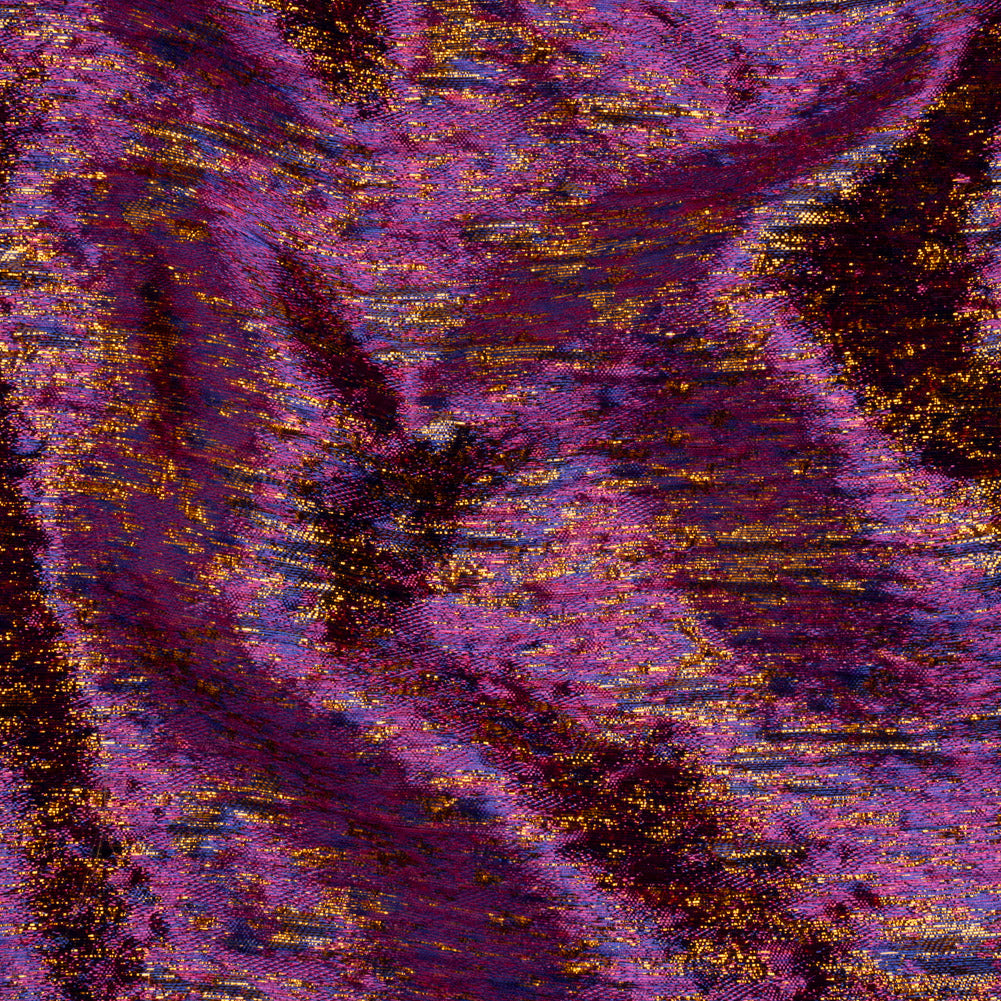 Metallic Brocade - Purple, Royal Blue and Yellow Gold Mottled Abstract - Joann Fabrics