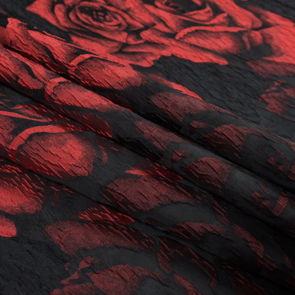Black and Red Textural Floral Brocade - Joann Fabrics