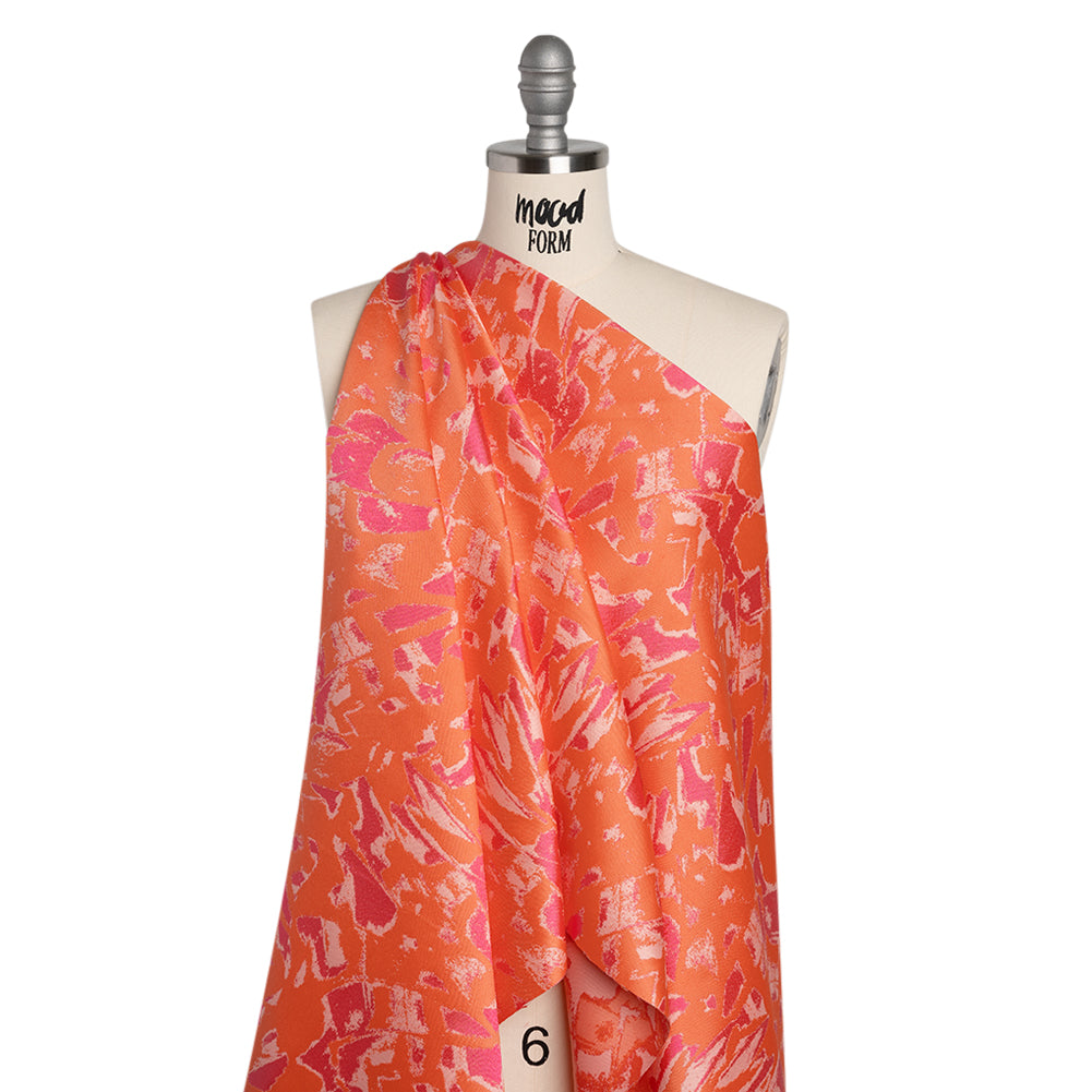 Luxury Polyester Brocade - Sparkling Orange and Pink Abstract Markmaking - Joann Fabrics