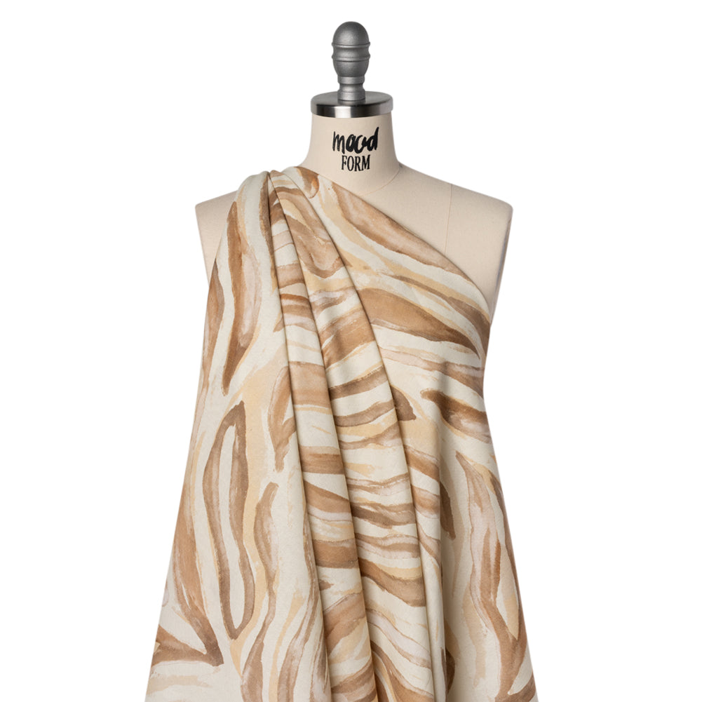 Linen and Rayon Woven - Beige, Brown and Cream Painterly Animal Stripes - Mood Exclusive Safari Sweep Print - Joann Fabrics
