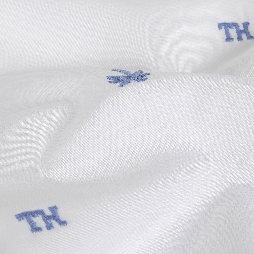Tommy Hilfiger White and French Blue Palm Trees Embroidered Cotton Woven - Joann Fabrics