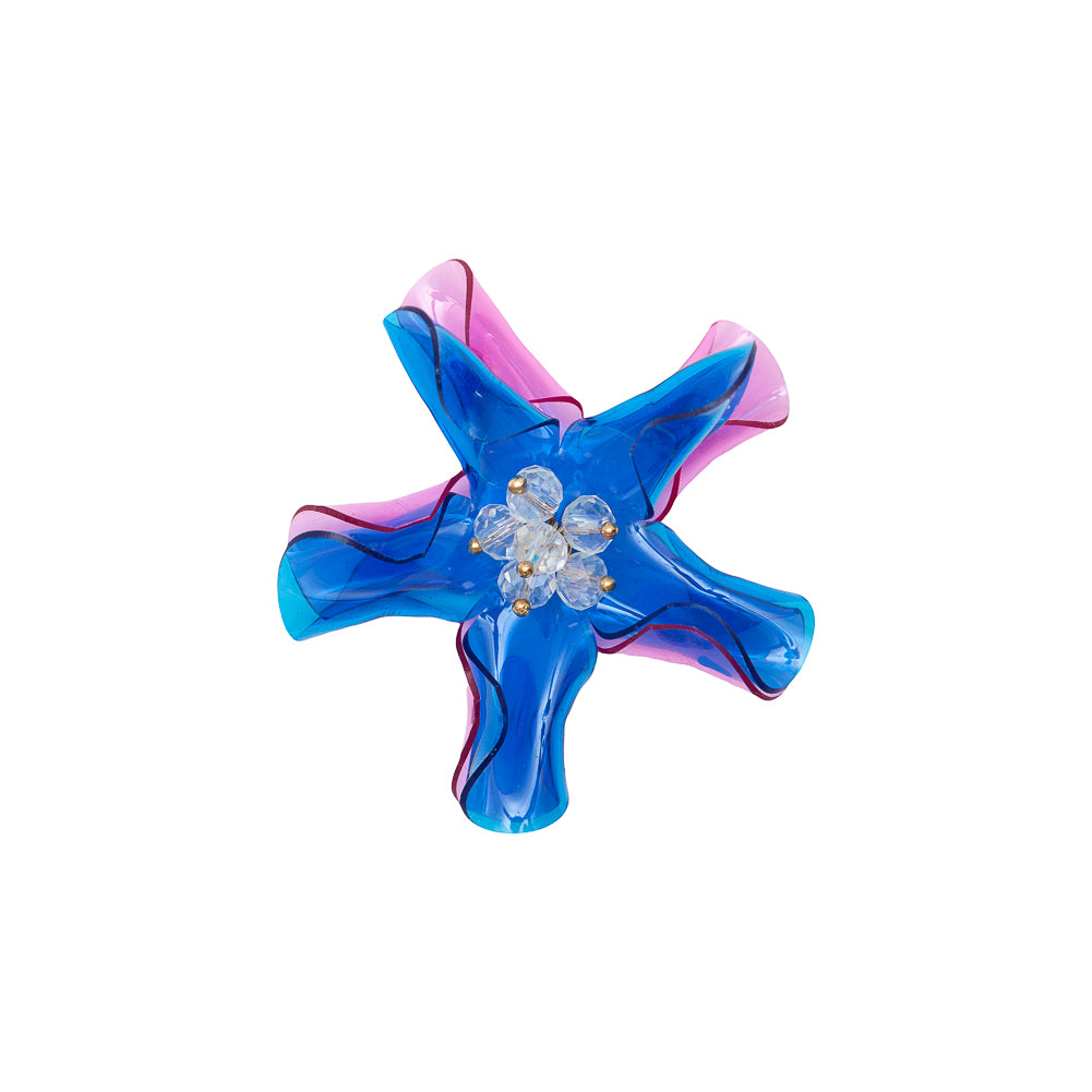Italian Blue and Pink 3D Flower Applique - 2.875
