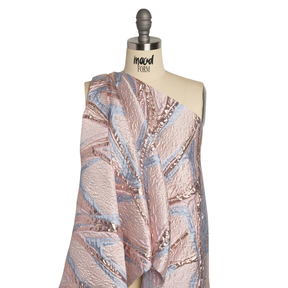 Metallic Pastel Pink and Baby Blue Flowing Lines Luxury Brocade - Joann Fabrics