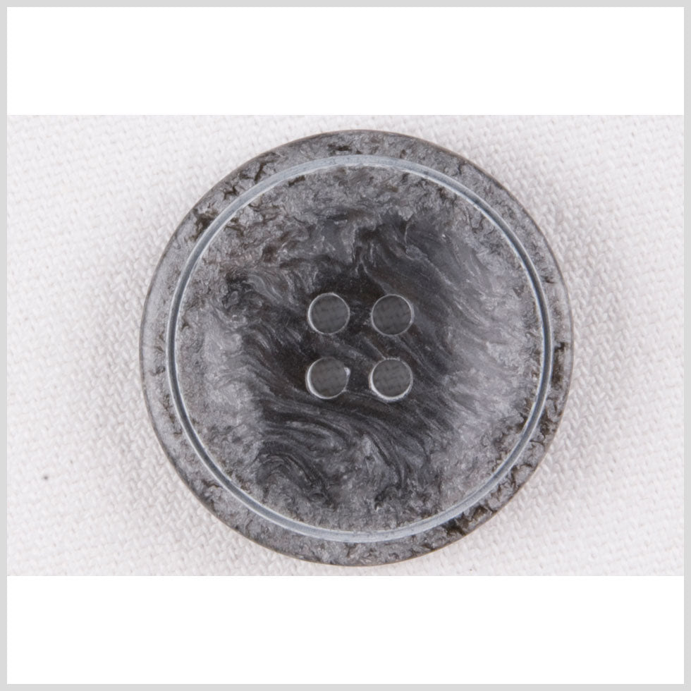 Plastic 4-Hole Button - 36L/23mm - Charcoal and Silver Swirls with Engraved Circle - Joann Fabrics