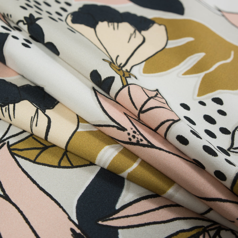 Stretch Cotton Sateen - Peach Parfait Floral - Pushing Up Daisies Print - Mood Exclusive Avenable Collection - Joann Fabrics