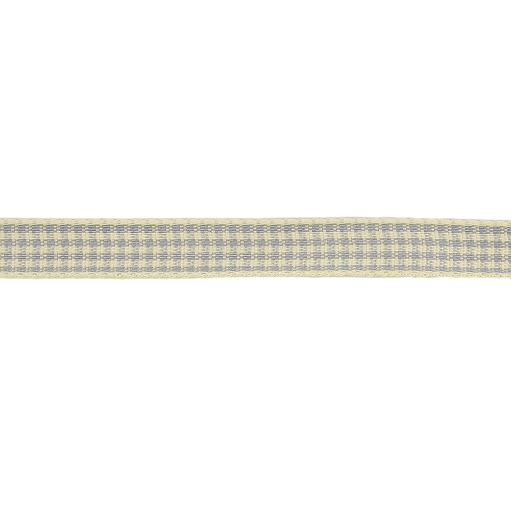 Cool Gray and Cannoli Cream Houndstooth Check Woven Ribbon - 0.375