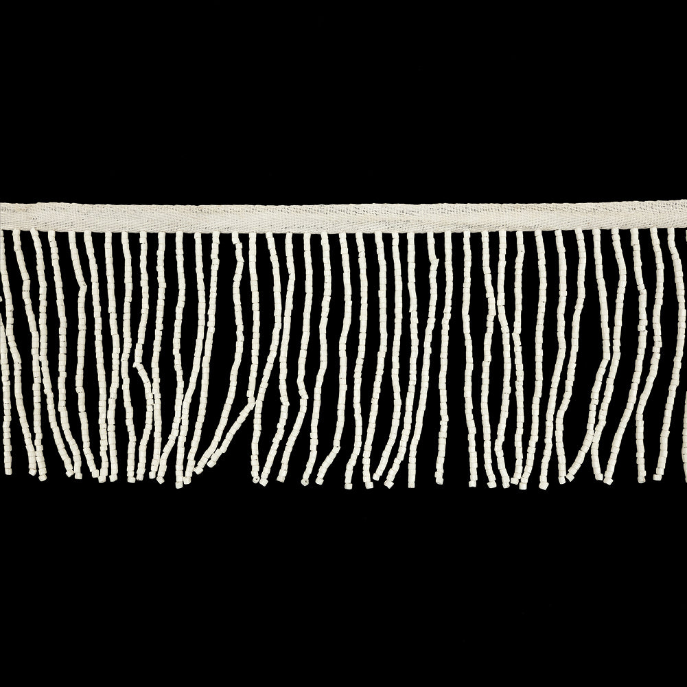 Vintage Chalk White Chop Beaded Fringe - 3
