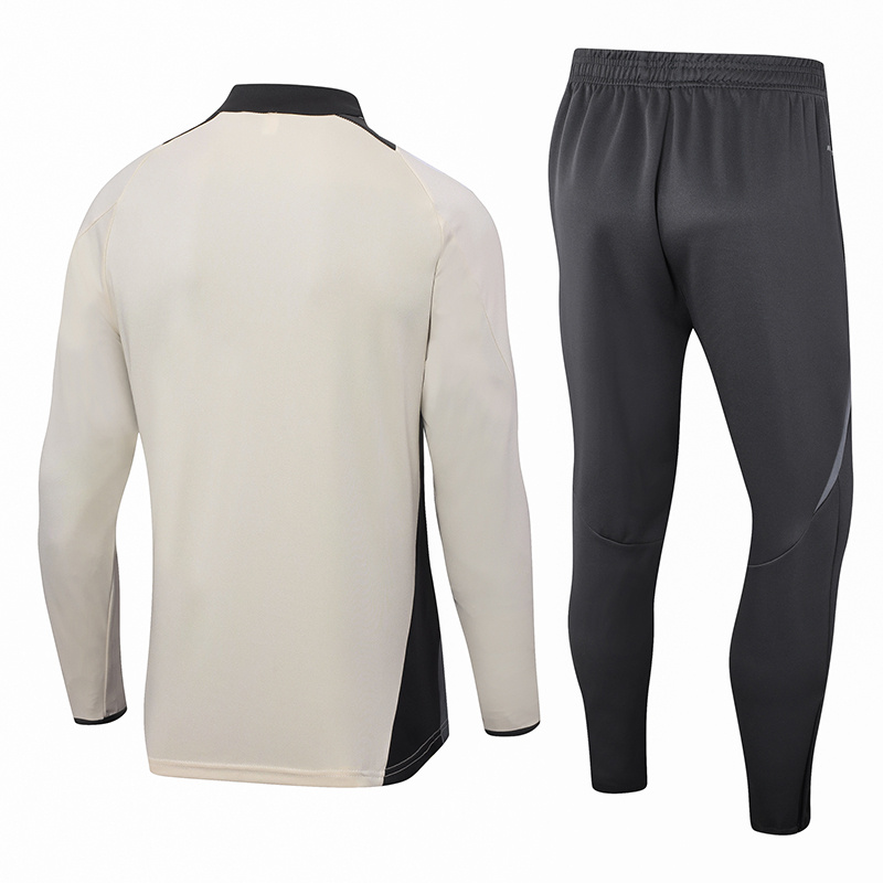 2024/2025 Real Madrid Beige Half-Pull Training Suit Football Shirt 1:1 Thai Quality Set