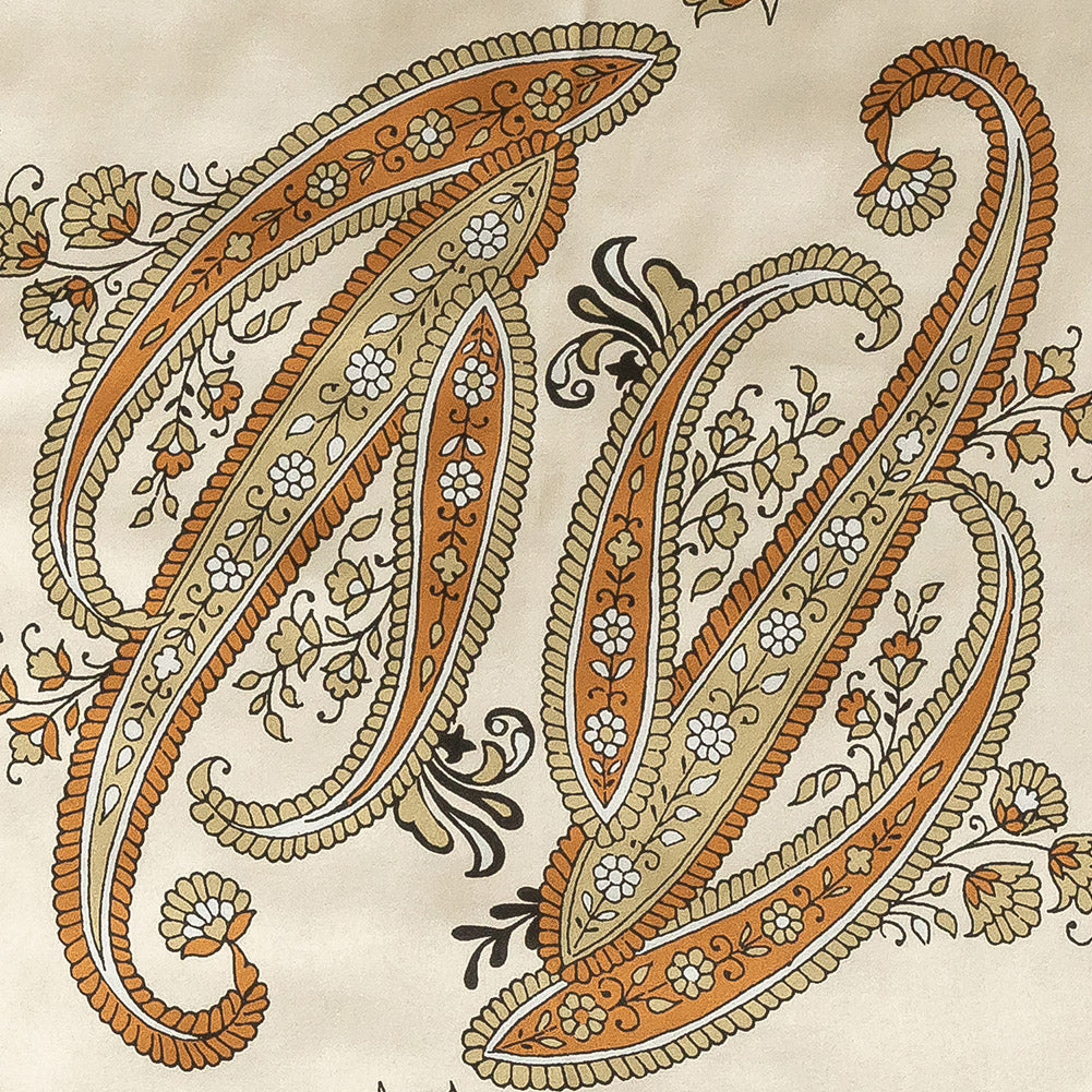 Mood Exclusive Italian Peach and Aqua Paisley Digitally Printed Silk Charmeuse Panel - Joann Fabrics