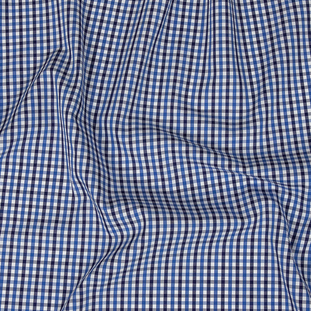 Premium Cobalt and Navy Blue Tattersall Checkered Cotton Shirting - Joann Fabrics