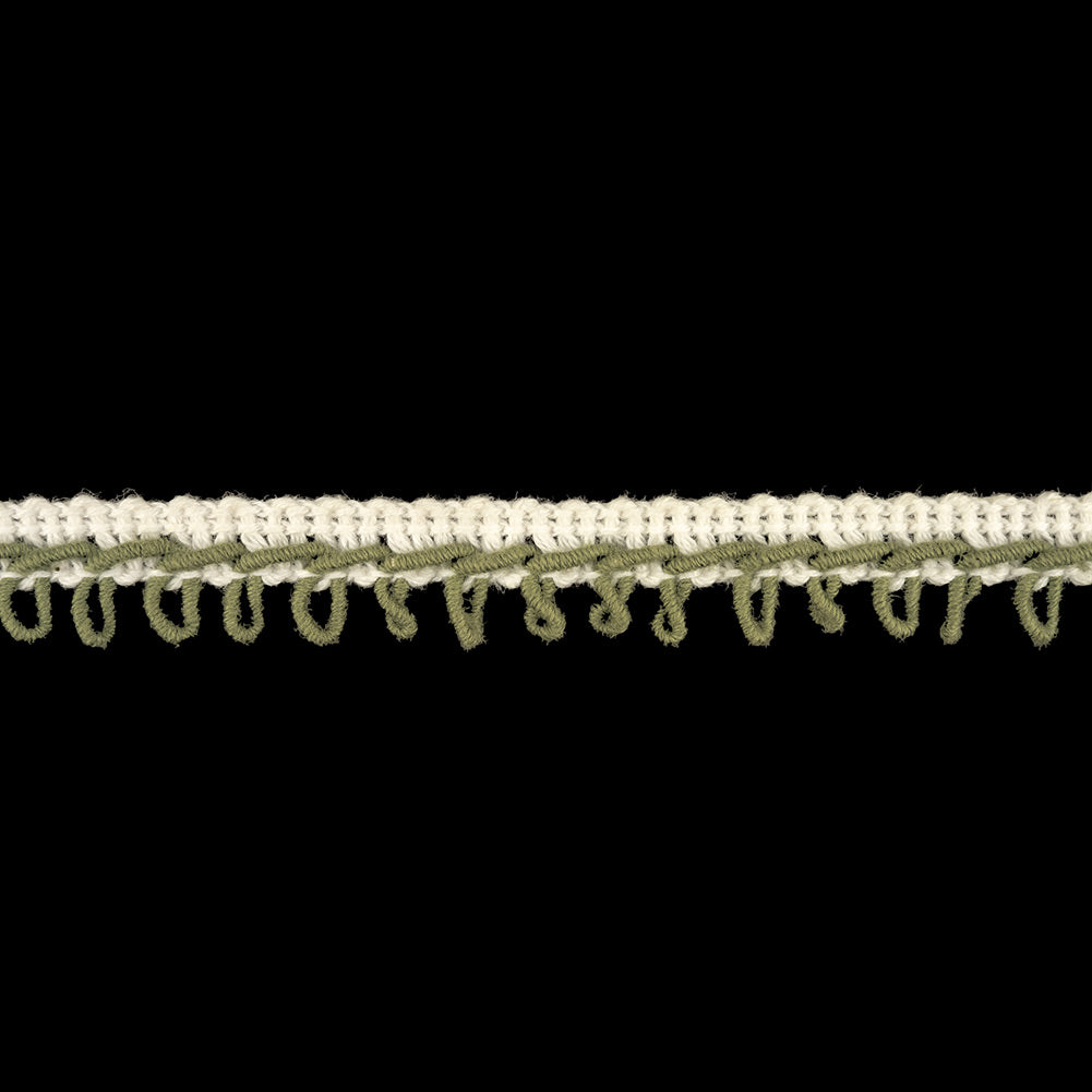 White and Mermaid Embroidered Picot-Look Fringe - 0.625