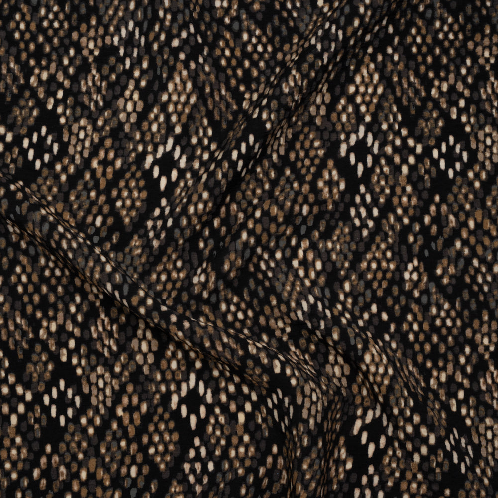 Crinkled Rayon and Nylon Woven - Black and Brown Snakeskin Spots - Designer Deadstock - Joann Fabrics