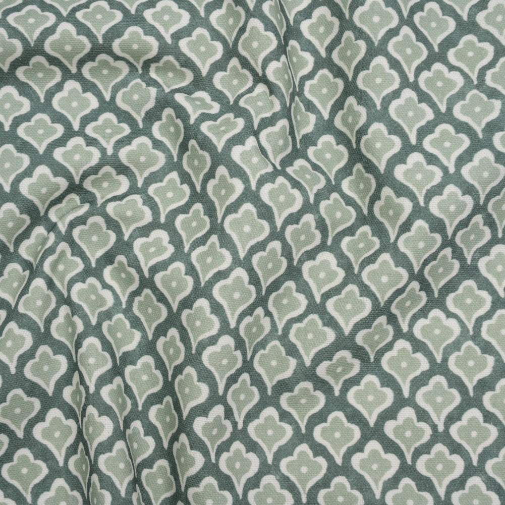 Brushed Cotton and Linen Canvas Print - Kingfisher Flower Petal Ogees - British Imported - Joann Fabrics