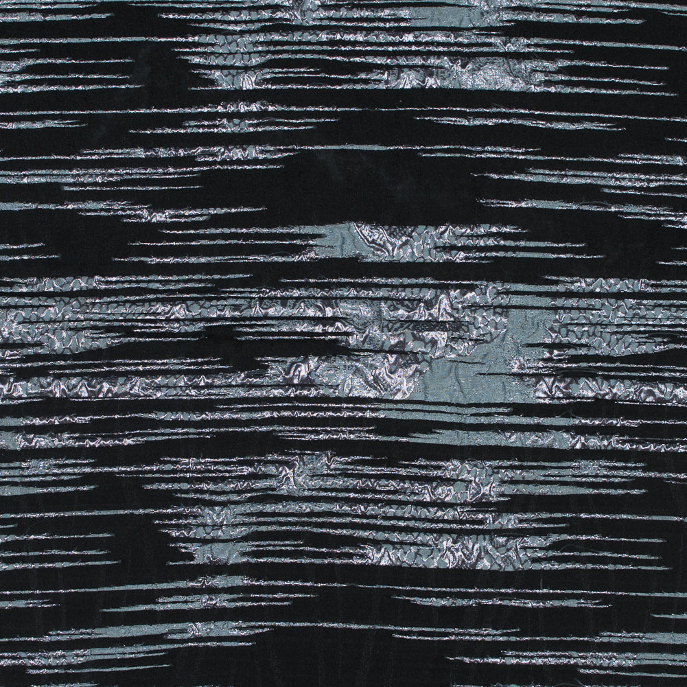 Black and Metallic Stone Blue Luxury Striated Burnout Brocade - Joann Fabrics