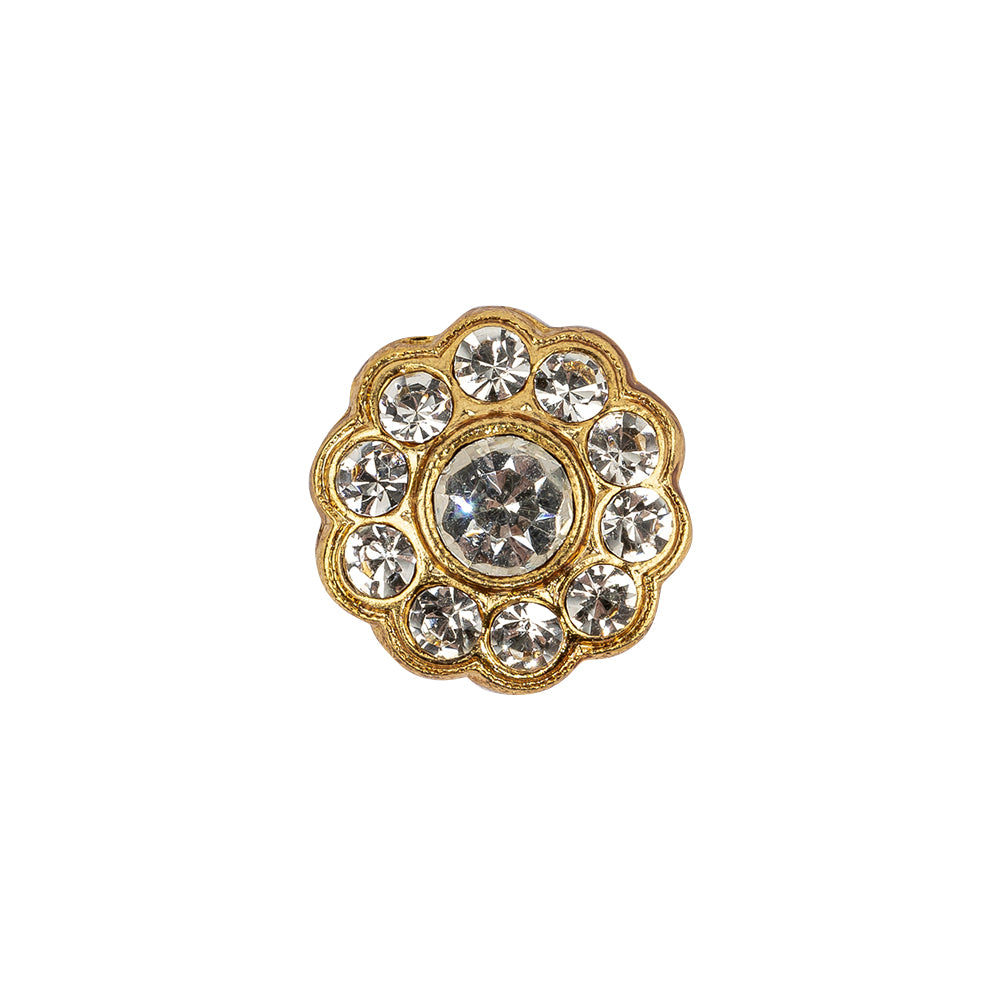 Vintage Swarovski Crystal and Gold Floral Shank Back Rhinestone Button - 25L/16mm - Joann Fabrics