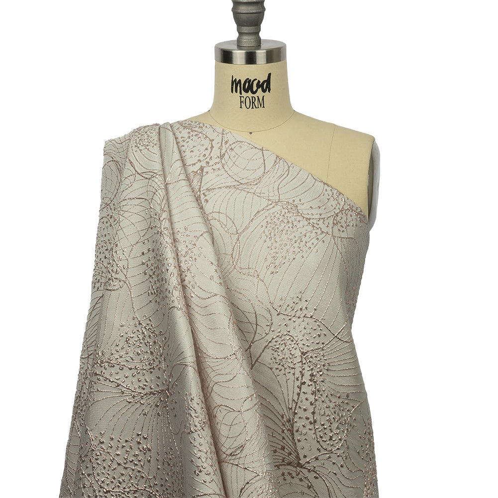Metallic Rose Gold and Ivory Lines and Dots Luxury Brocade - Joann Fabrics