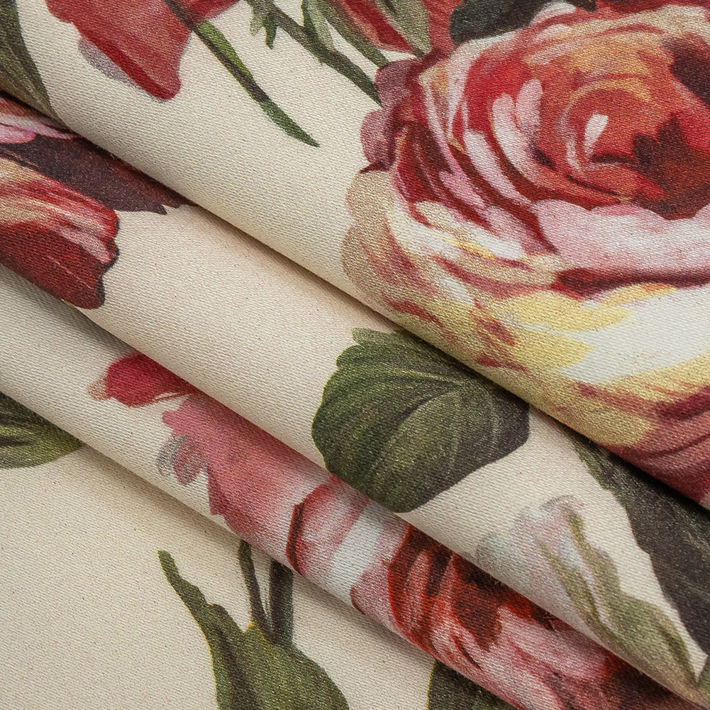 Stretch Cotton Sateen - White and Pink Floral - Inhotim Blooms Print - Mood Exclusive Rio Collection - Joann Fabrics